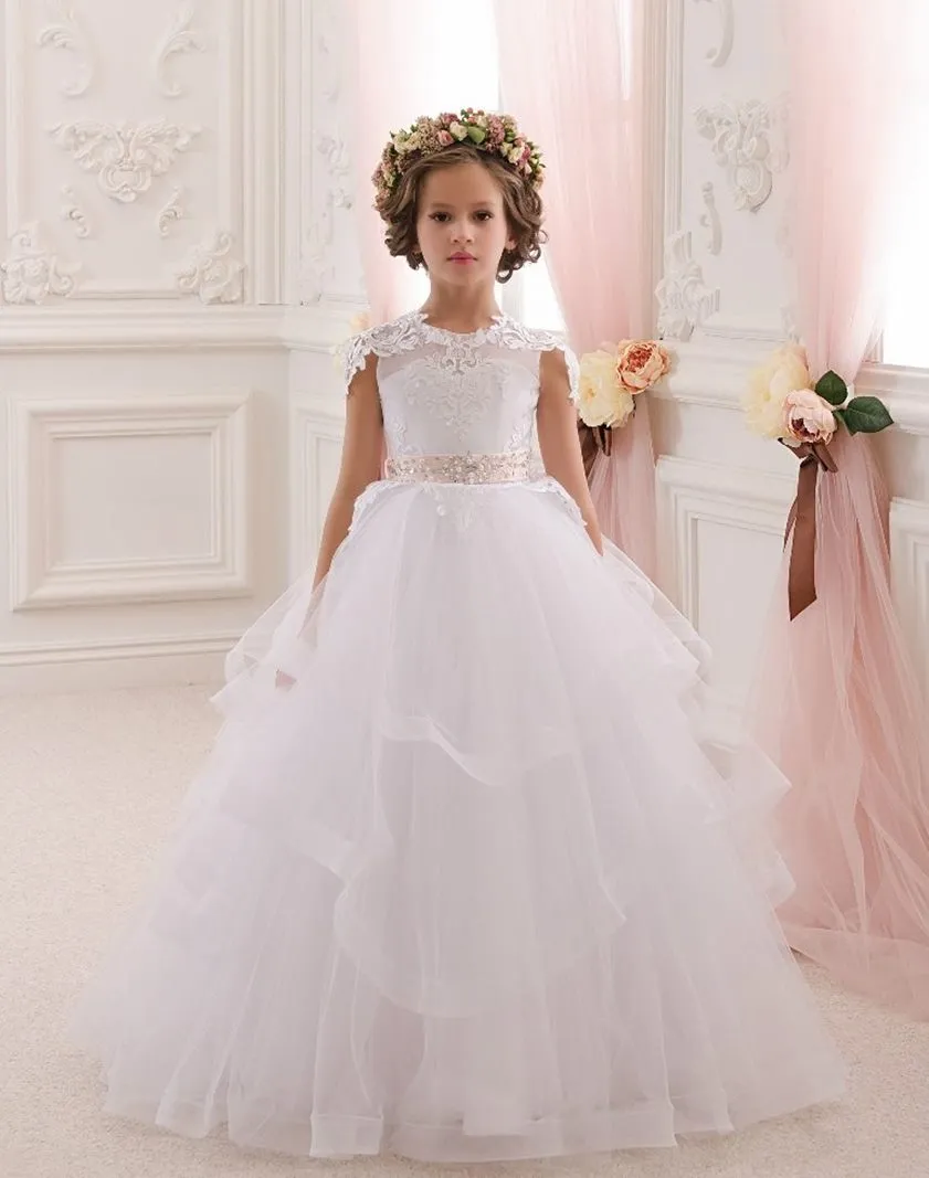 ---Abiti da cerimonia per bambina a prezzo scontato su internet, stile principessa realizzati in raso e tulle con applicazioni i