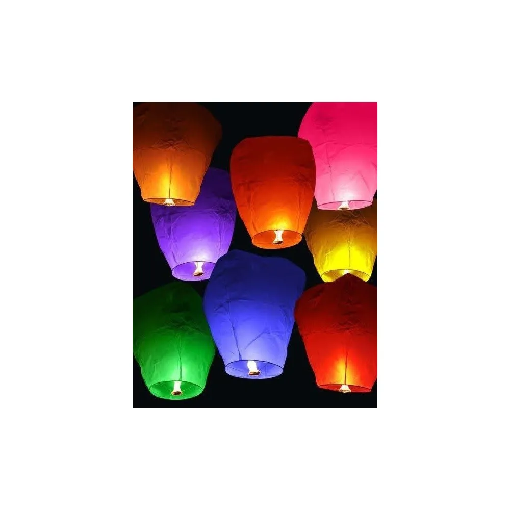 20 Lanterne Cinesi Volanti Colorate e Biodegradabili