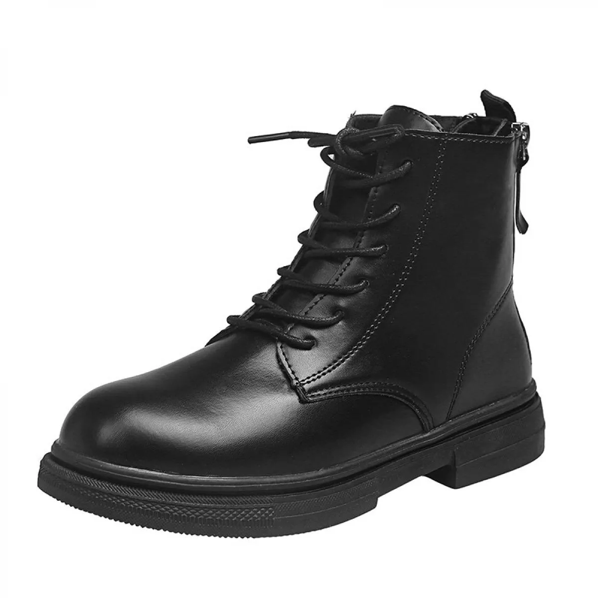 2022 Stivali da donna da moto Scarpe invernali in morbida pelle Zeppe Botas nere Piattaforme stringate femminili Donna Botas Mu