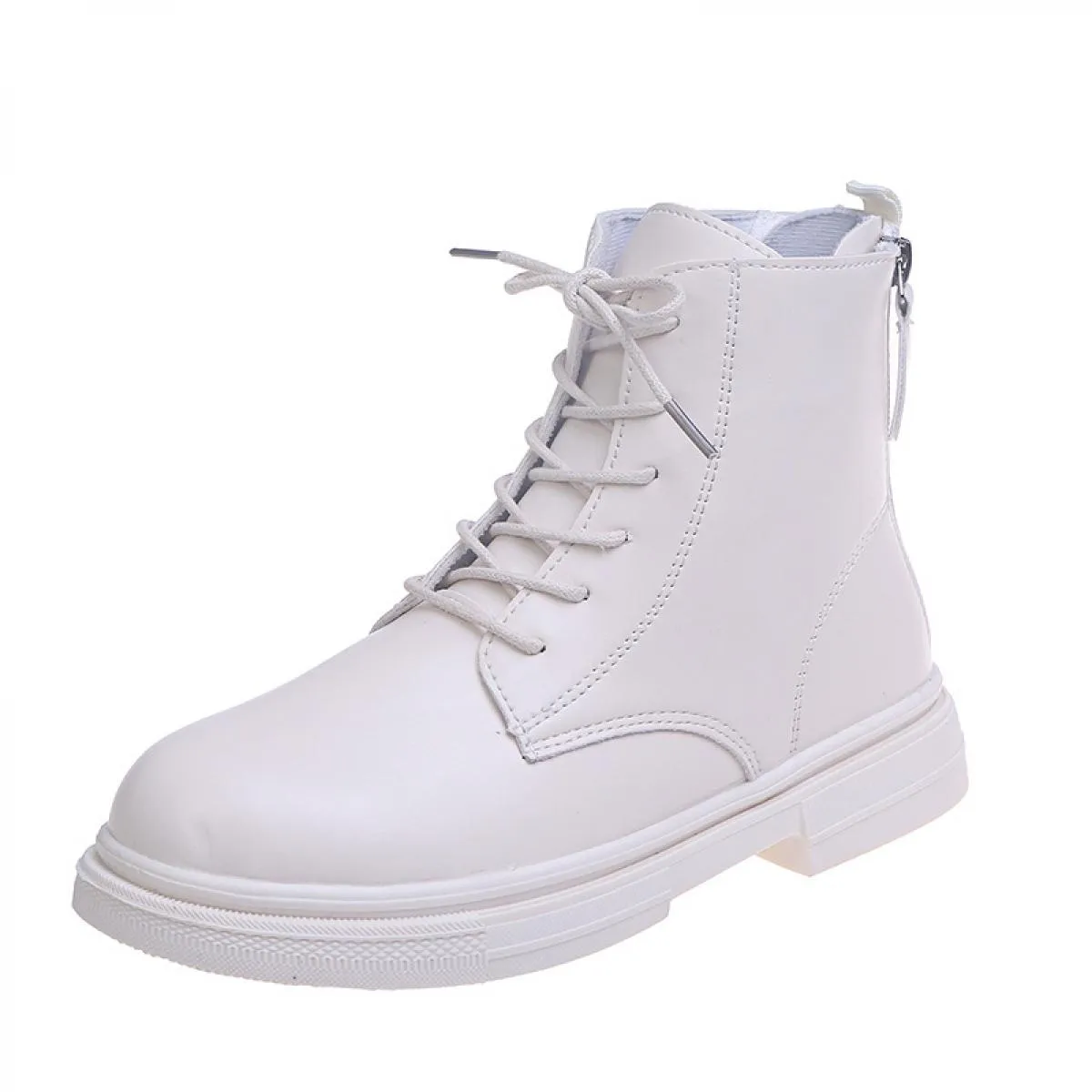 2022 Stivali da donna da moto Scarpe invernali in morbida pelle Zeppe Botas nere Piattaforme stringate femminili Donna Botas Mu