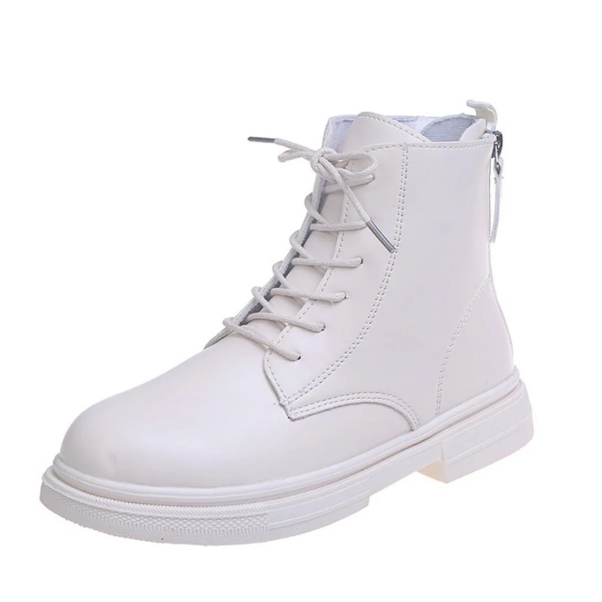 2022 Stivali da donna da moto Scarpe invernali in morbida pelle Zeppe Botas nere Piattaforme stringate femminili Donna Botas Mu
