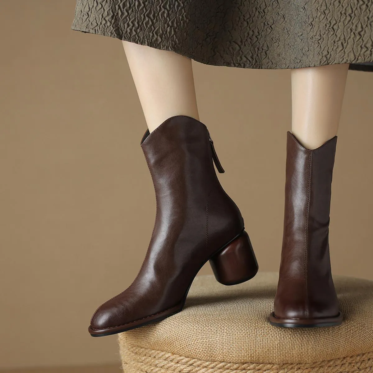 2024 Primavera Autunno Genuino Stivaletti da donna in pelle Décolleté con tacco alto Décolleté Scarpe da sera da donna Taglia 34