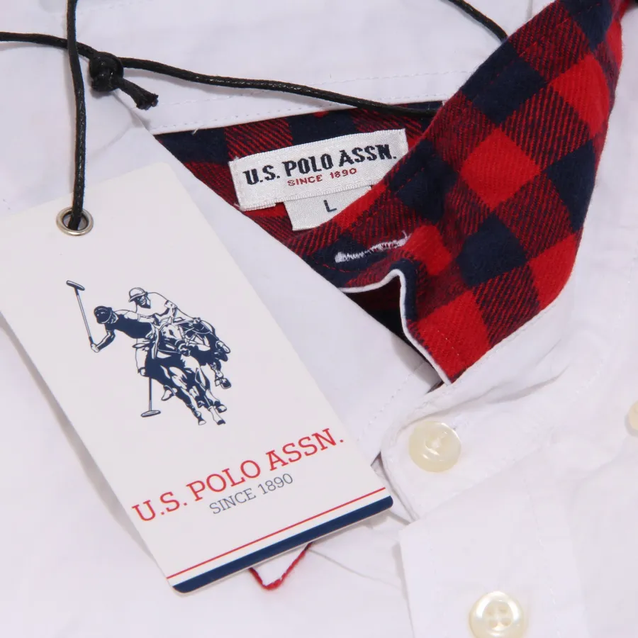 3817K camicia uomo U.S. POLO ASSN. HERITAGE white cotton shirt man