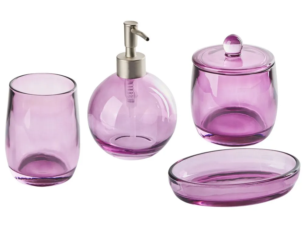 4-Piece Bathroom Accessories Set ROANA Glass Violet