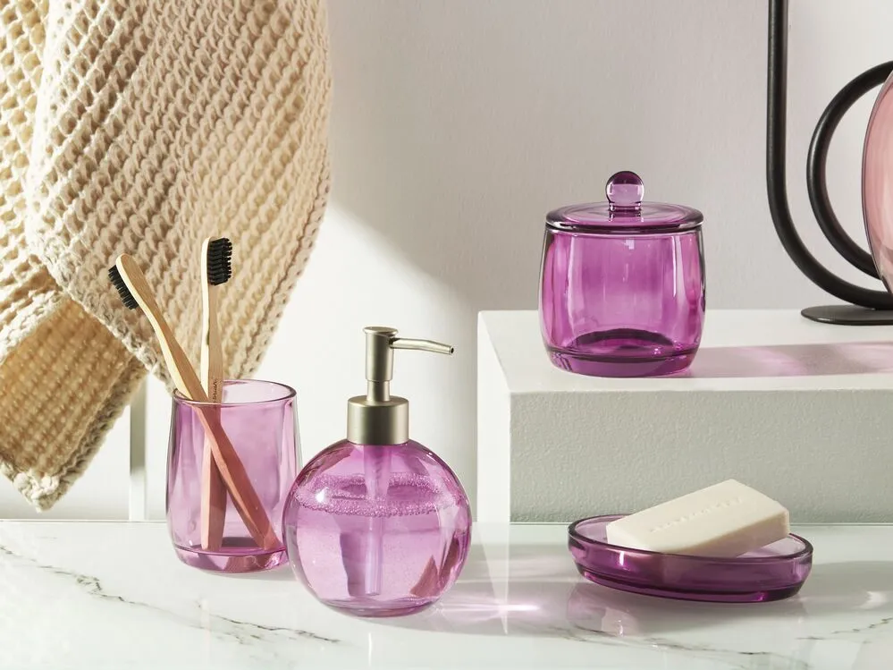 4-Piece Bathroom Accessories Set ROANA Glass Violet