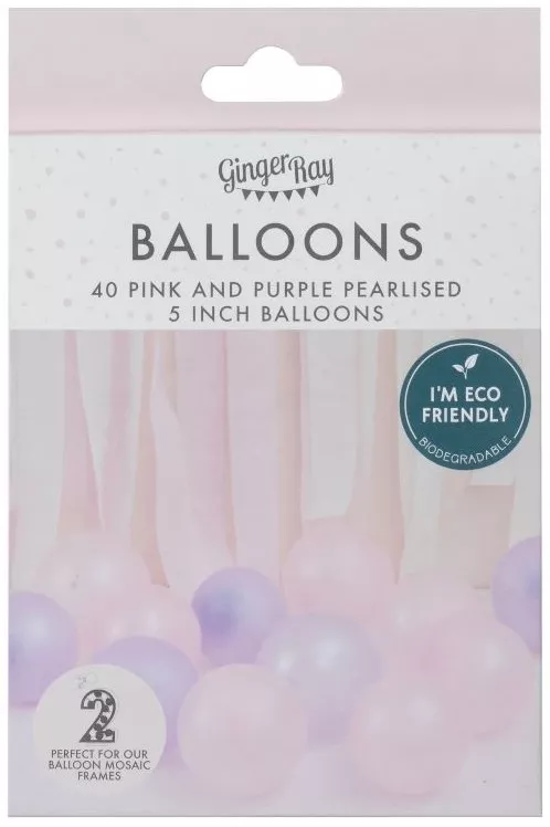 40 palloncini in eco lattice viola e rosa