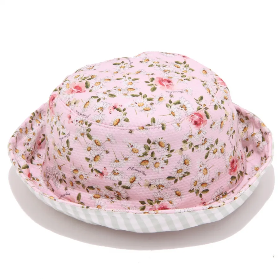 4638X cappello bimba girl MONNALISA pink/green cotton hat