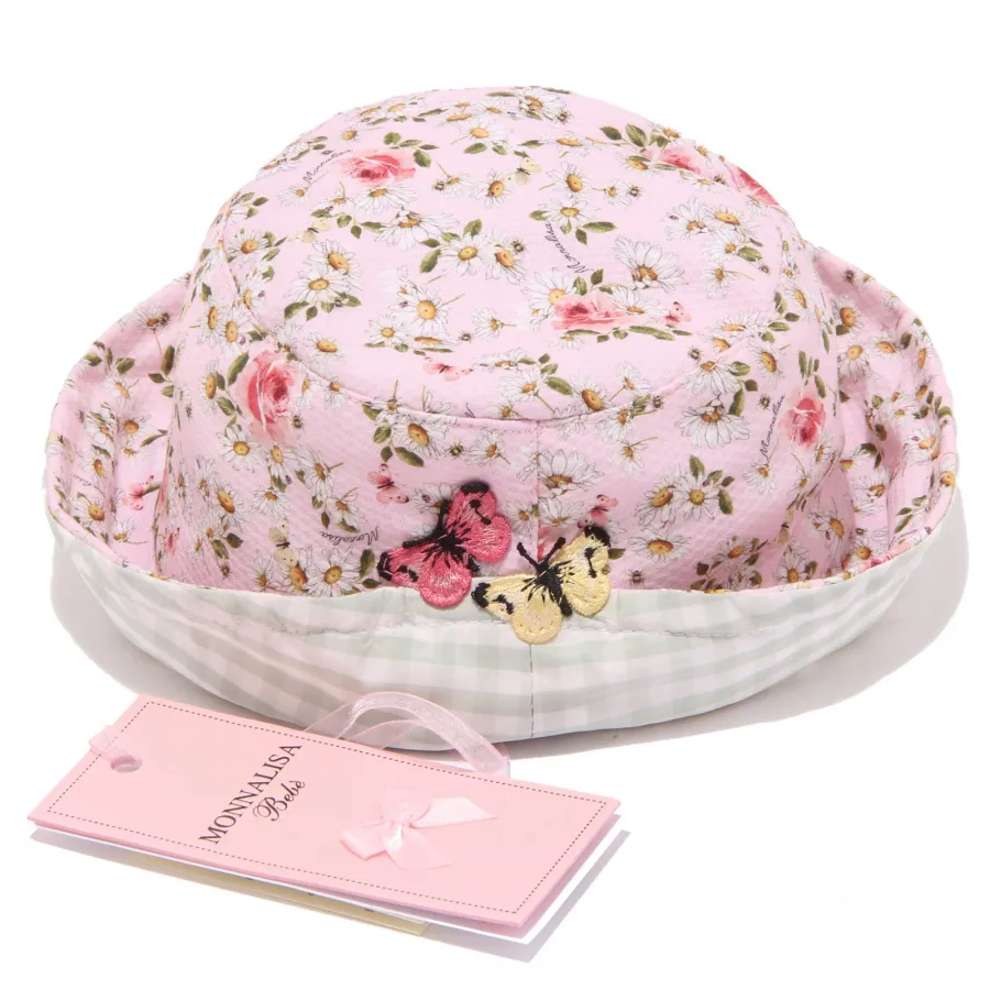 4638X cappello bimba girl MONNALISA pink/green cotton hat
