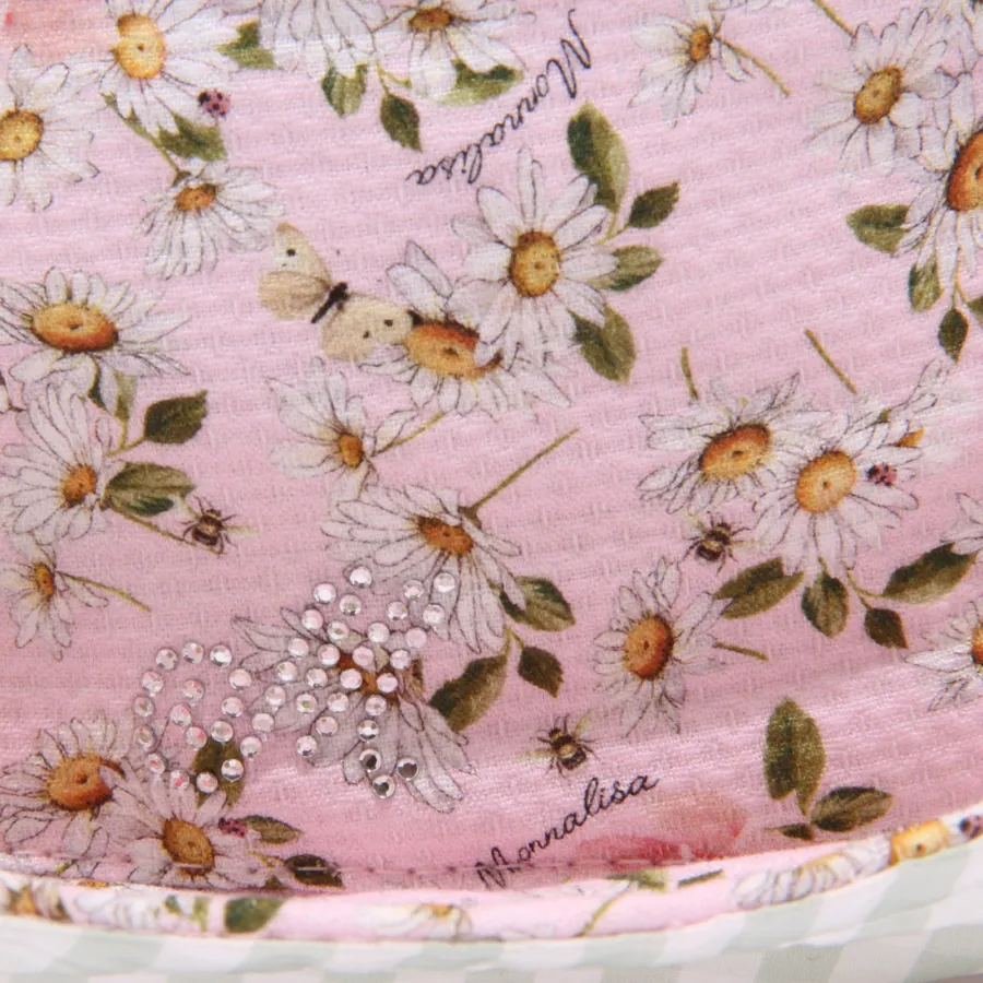 4638X cappello bimba girl MONNALISA pink/green cotton hat