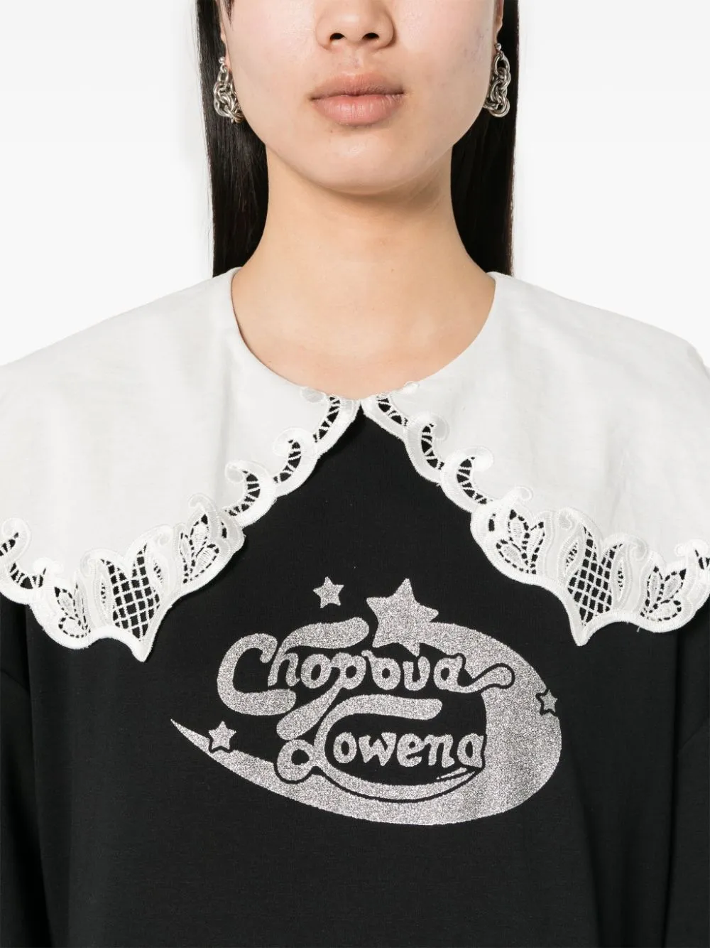 Abito con colletto oversize in nero - donna