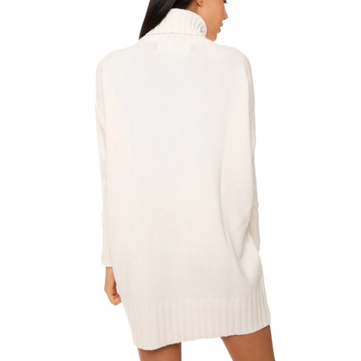 Abito Over In Maglia Con Collo, Bianco