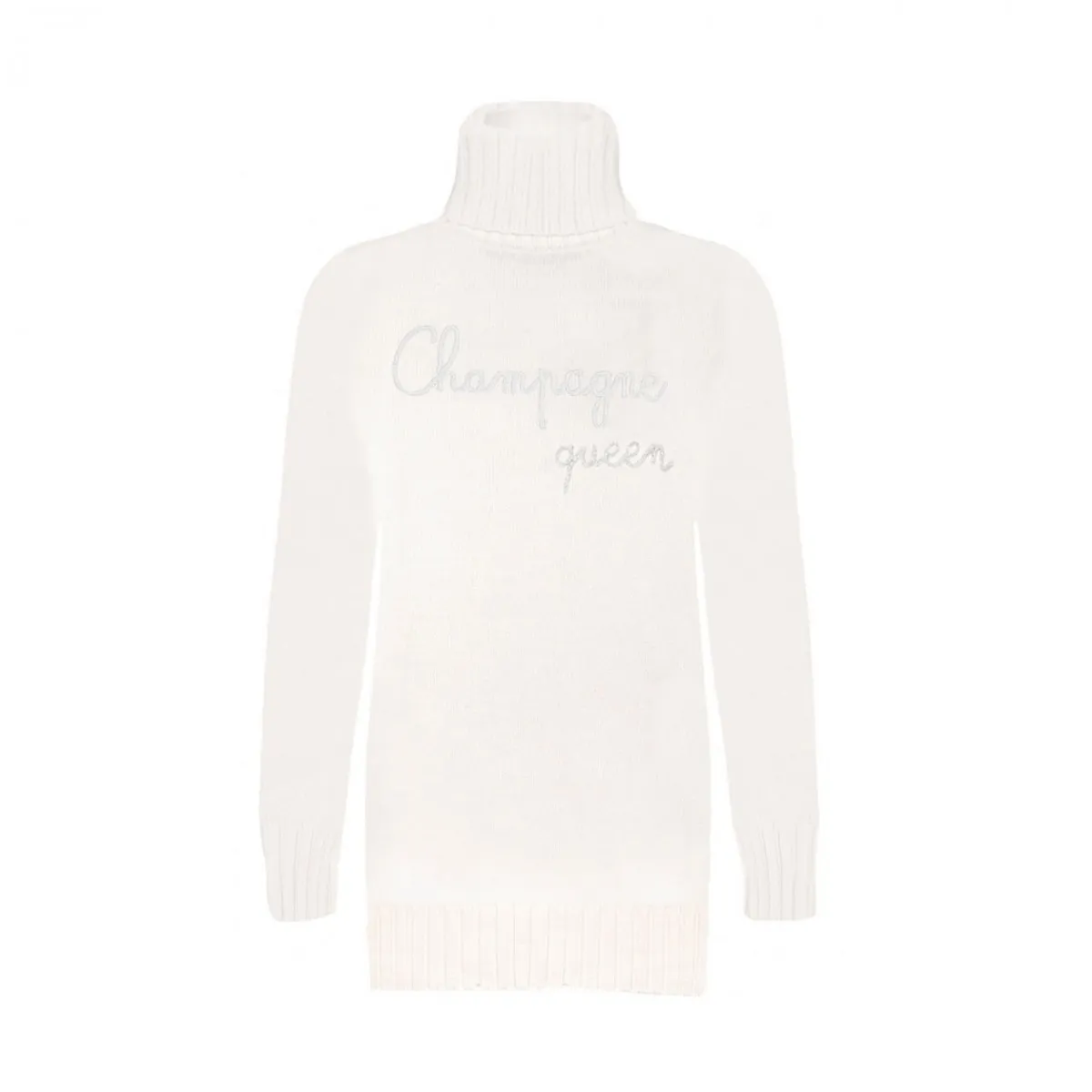 Abito Over In Maglia Con Collo, Bianco