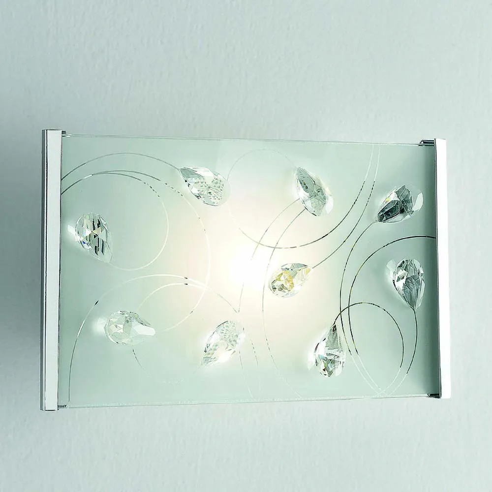 Applique ILLUMINANDO – PETALI Metallo Vetro Decorato L. 31×18