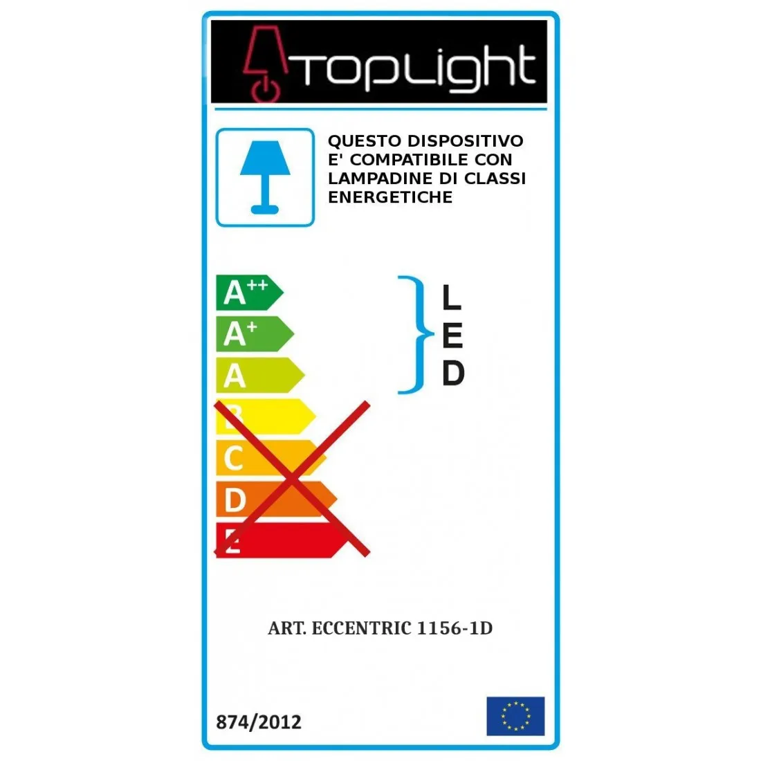 Applique moderno Top Light ECCENTRIC 1156 1D componente decorativo metallo parete soffitto