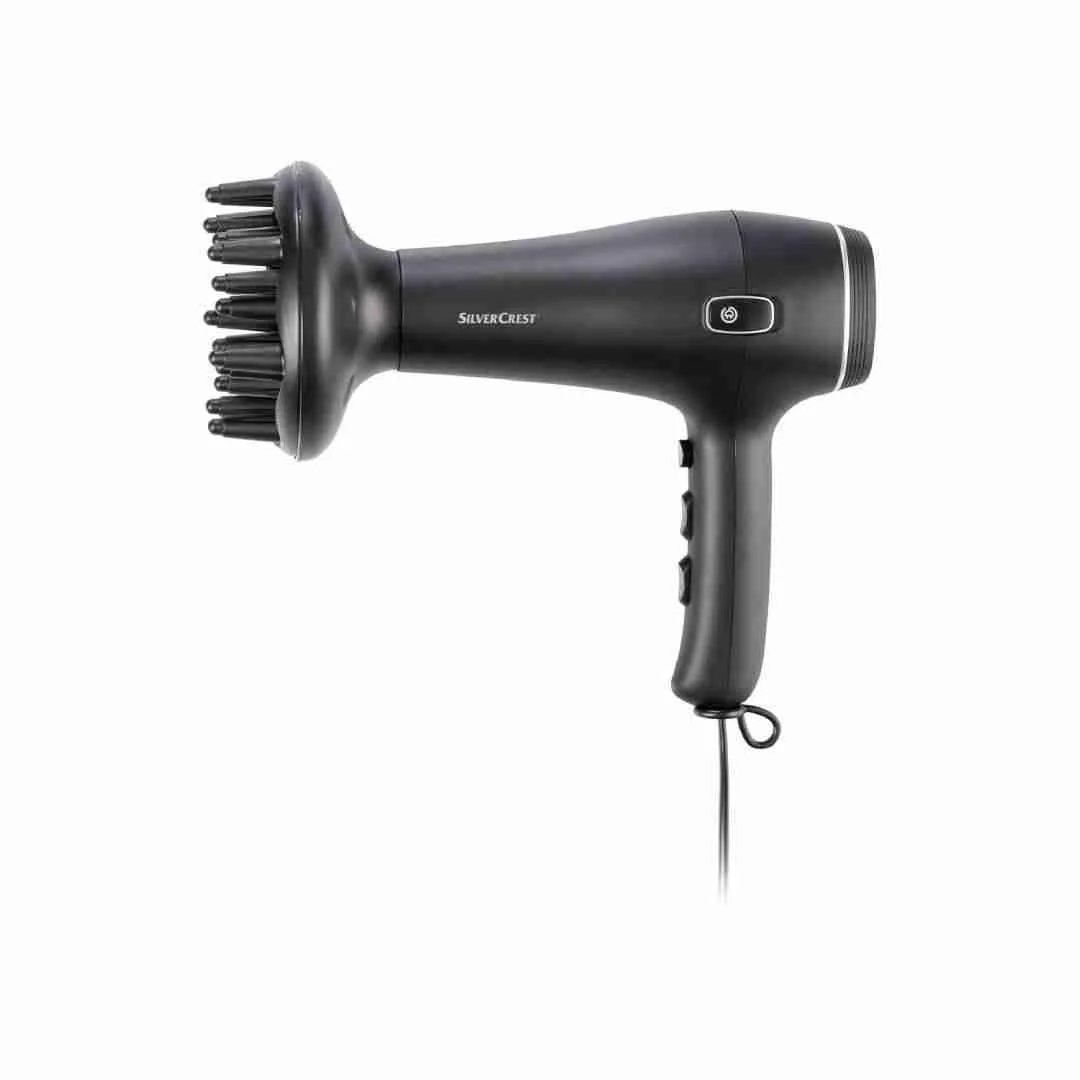 Asciugacapelli Agli Ioni SHTK 2000 W 2 Livelli Di Soffiaggio Diffusore Phon Nero 