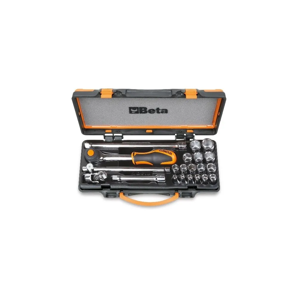 Assortimento di 16 chiavi a bussola esagonali e 5 accessori  in cassetta di lamiera - Beta 910A/C16HR