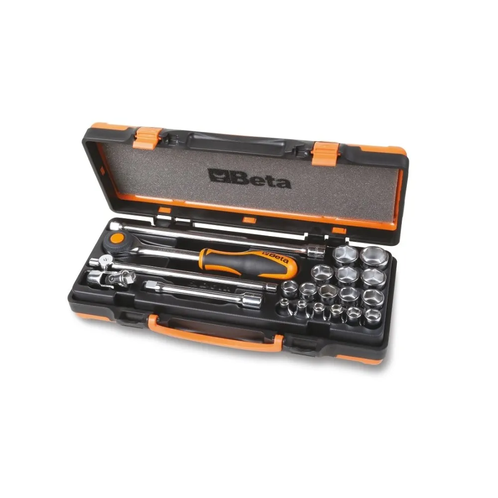 Assortimento di 16 chiavi a bussola esagonali e 5 accessori  in cassetta di lamiera - Beta 910A/C16HR