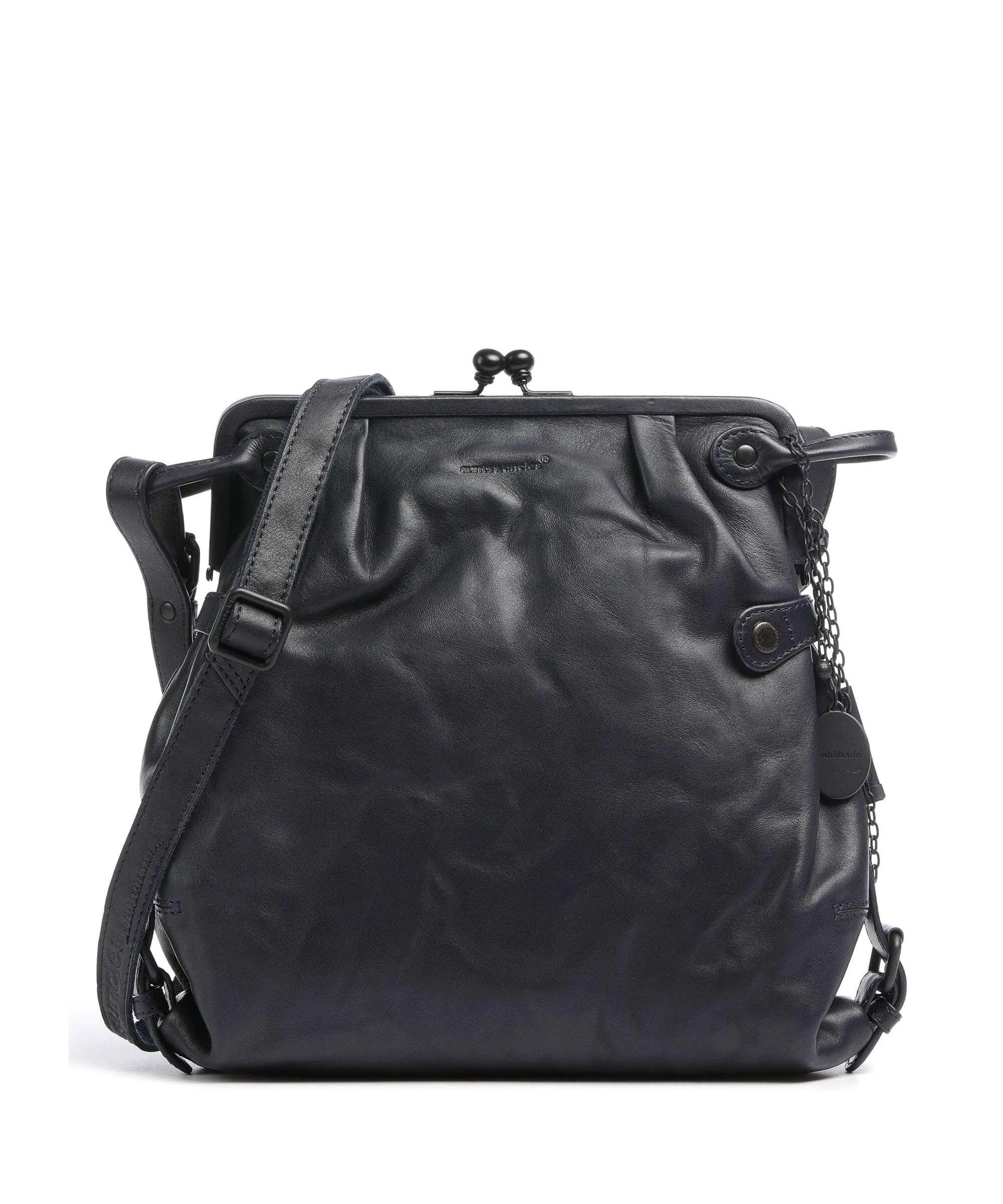 Aunts & Uncles Grandma's Luxury Club Mrs. Tea Cake Borsa a spalla pelle di vacchetta finemente grana blu scuro  