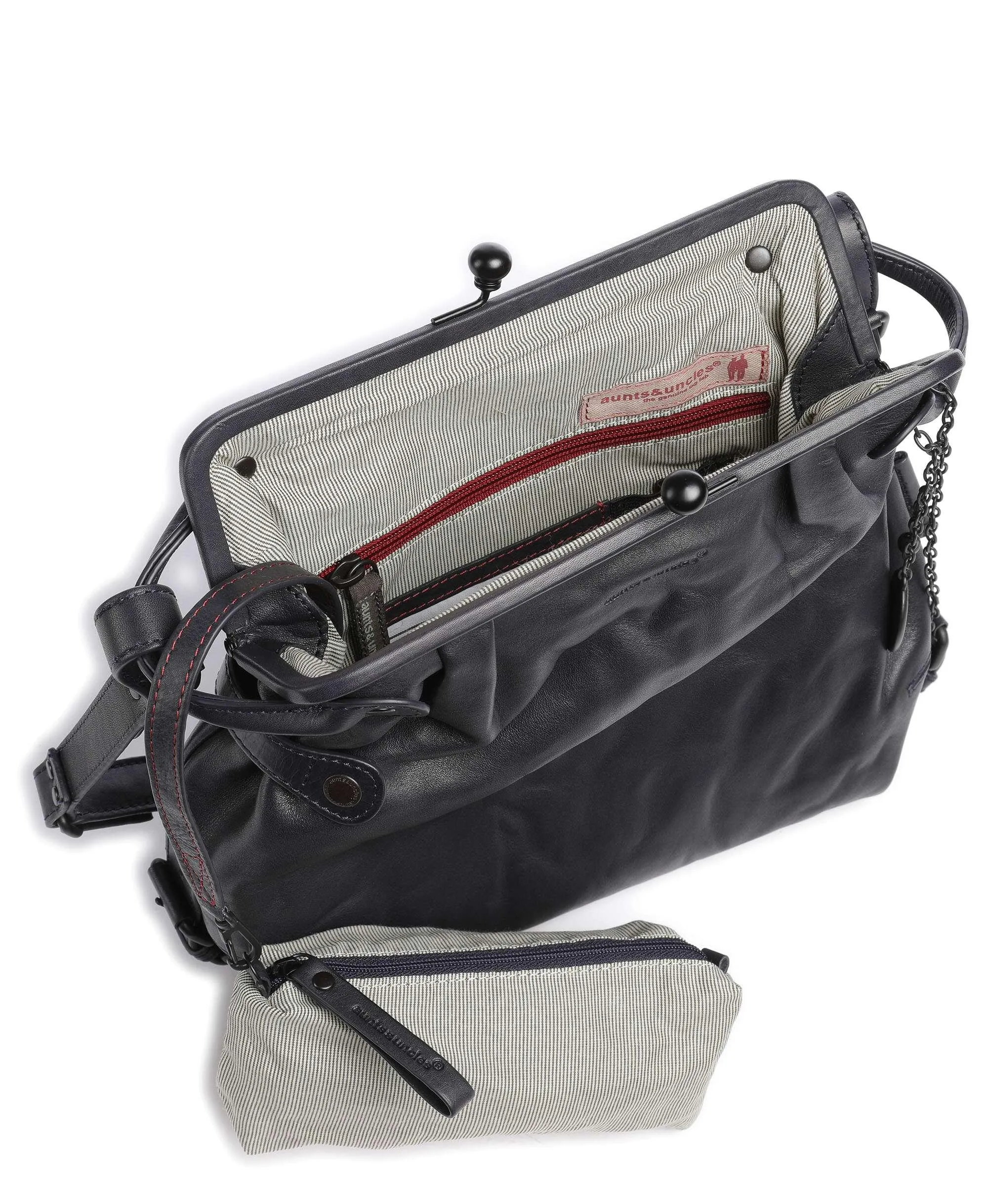  Aunts & Uncles Grandma's Luxury Club Mrs. Tea Cake Borsa a spalla pelle di vacchetta finemente grana blu scuro  
