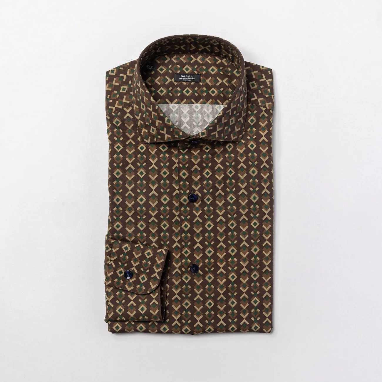 Barba Camicia classica Barba in cotone optical marrone