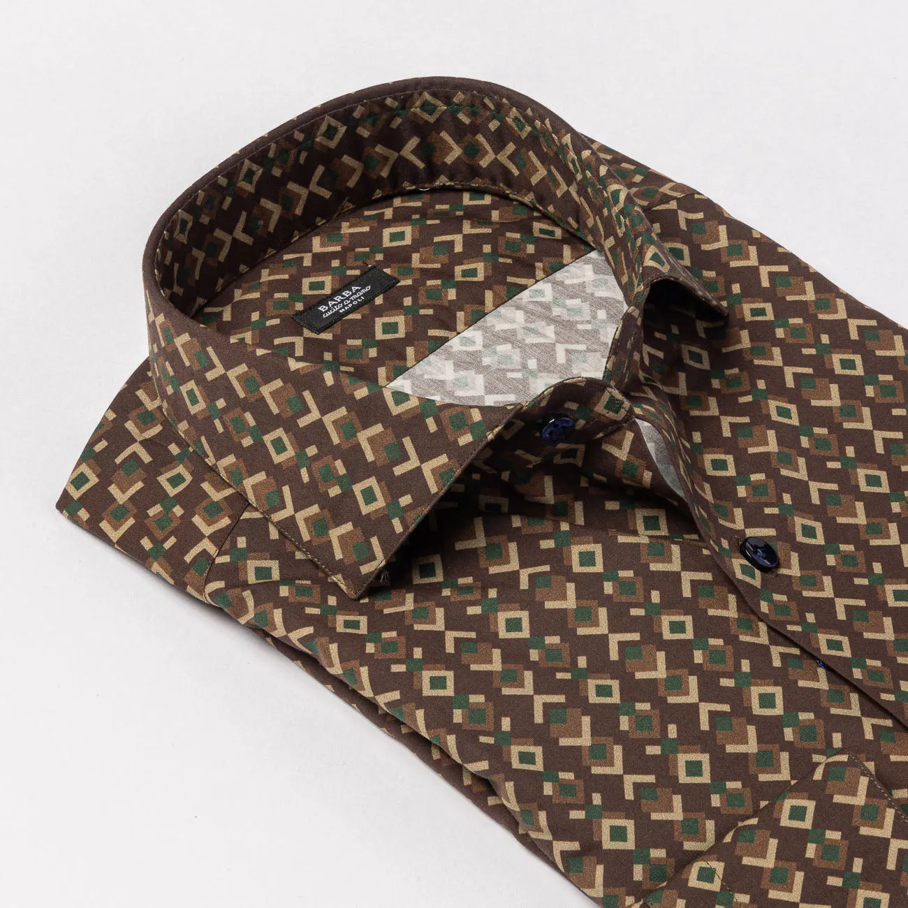 Barba Camicia classica Barba in cotone optical marrone