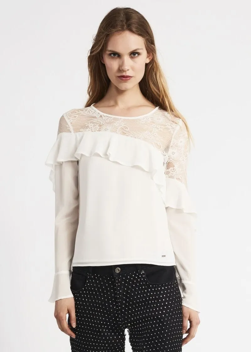 Blusa in georgette con rouches