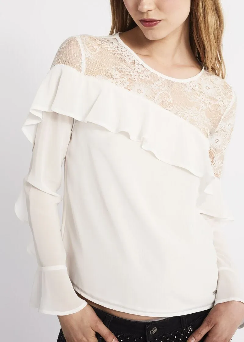 Blusa in georgette con rouches