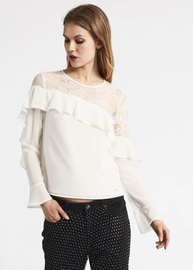 Blusa in georgette con rouches