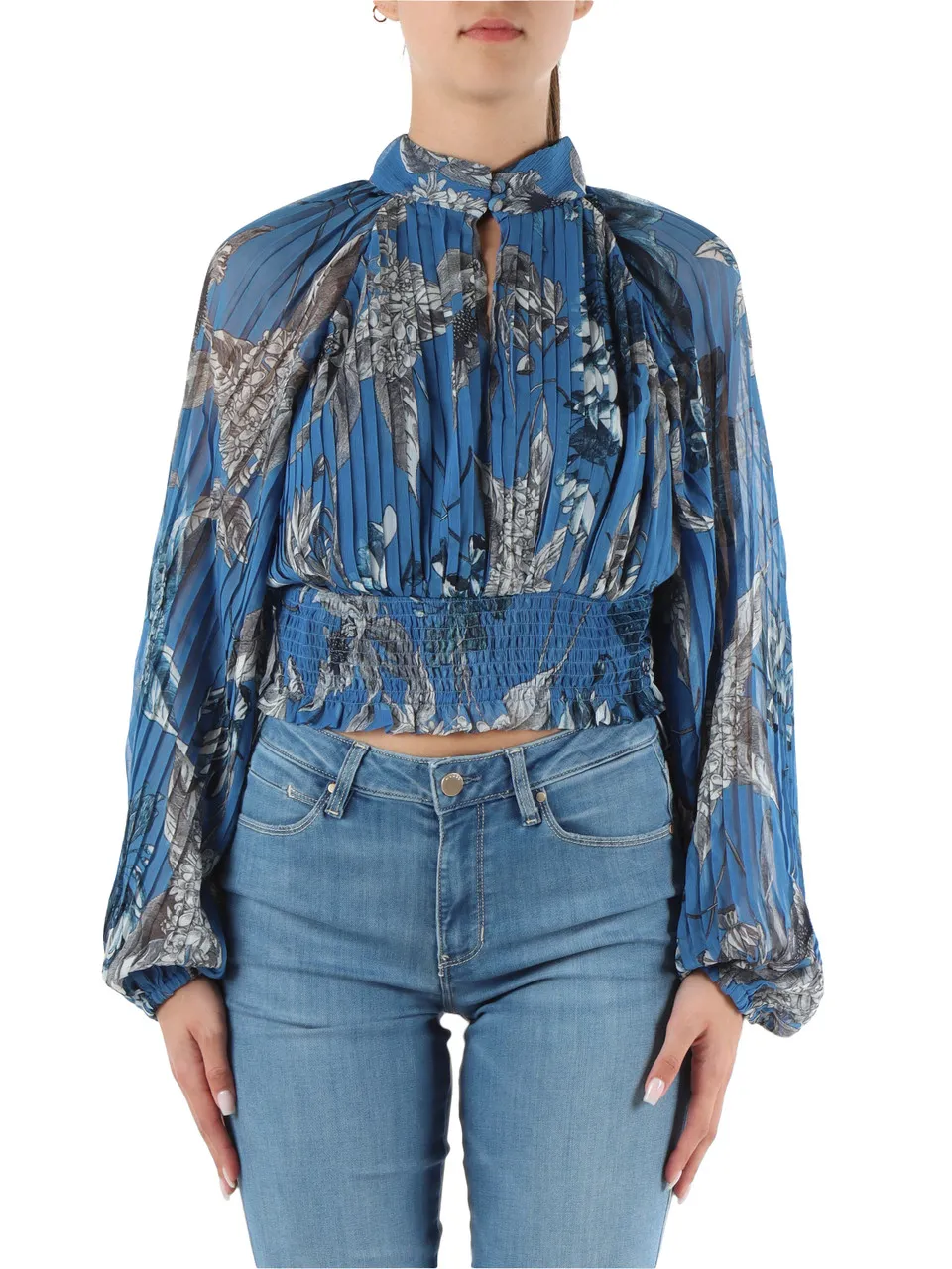 Blusa plissettata in chiffon