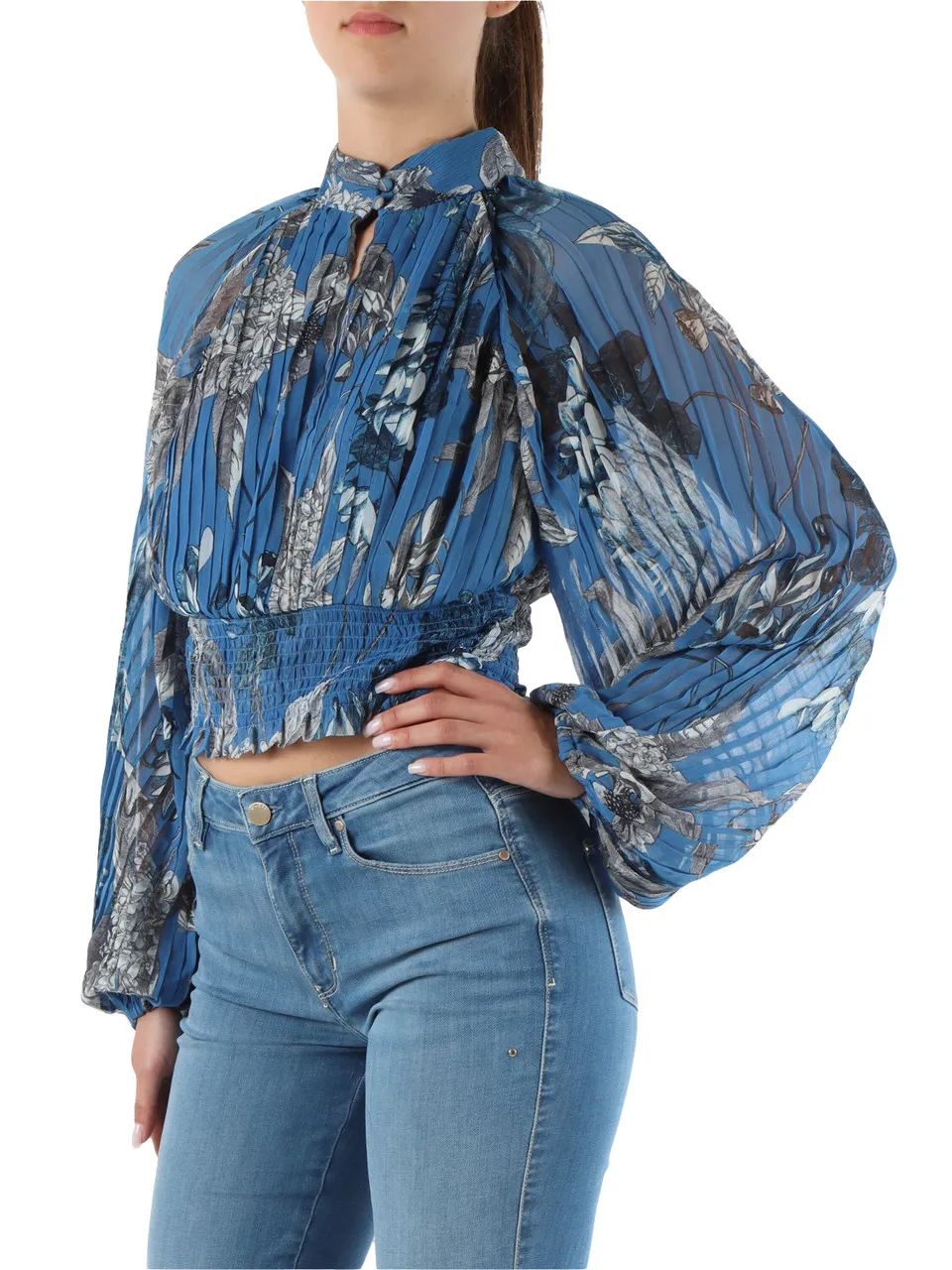 Blusa plissettata in chiffon