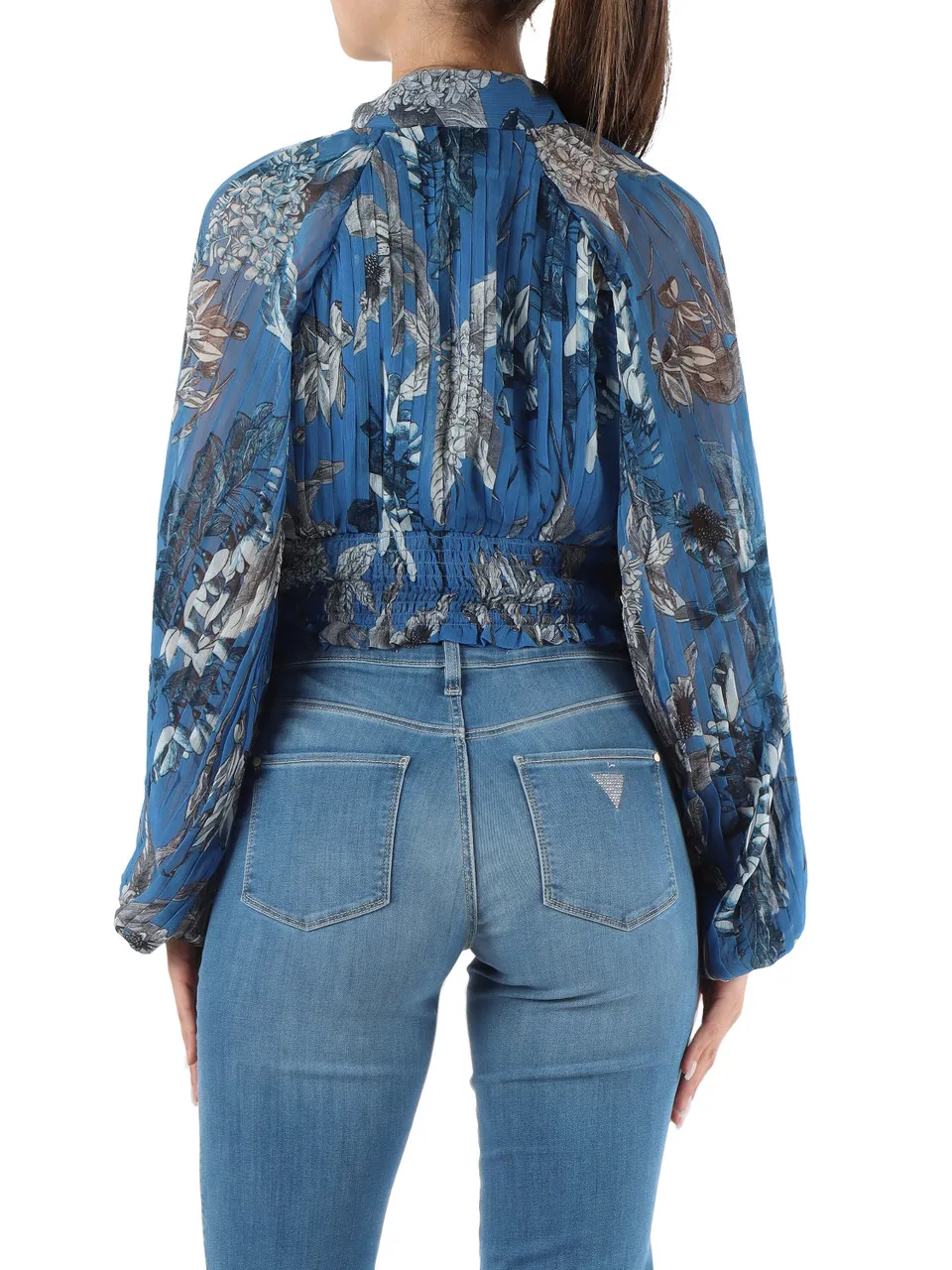 Blusa plissettata in chiffon