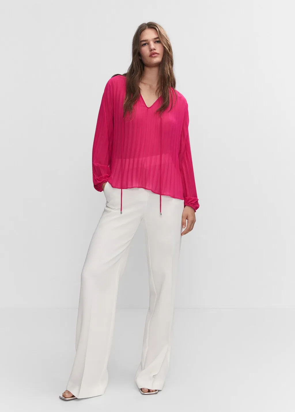 Blusa plissettata maniche a palloncino