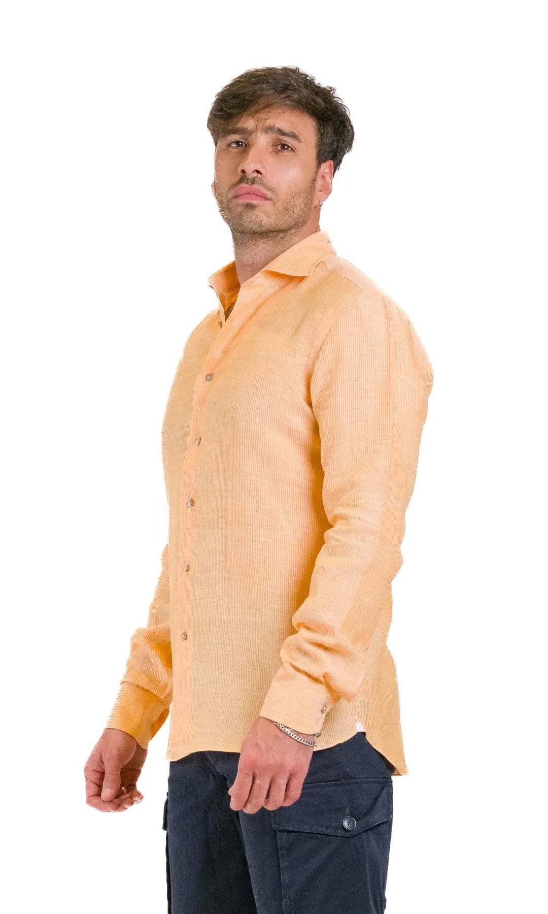 Borriello Camicia Lino Riga Stretta