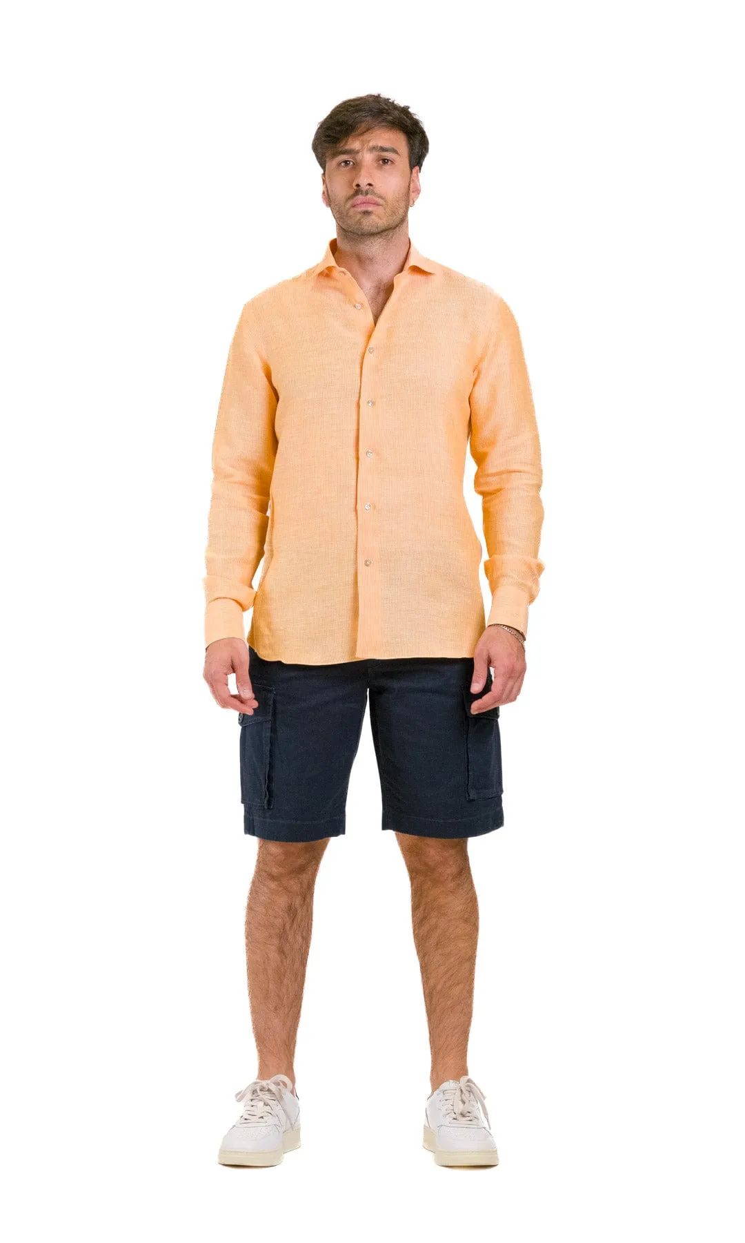 Borriello Camicia Lino Riga Stretta