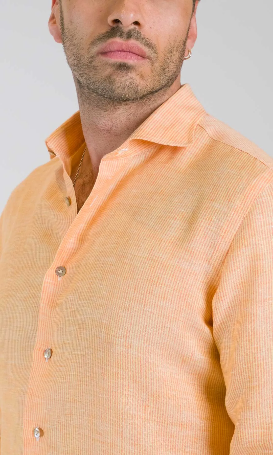 Borriello Camicia Lino Riga Stretta