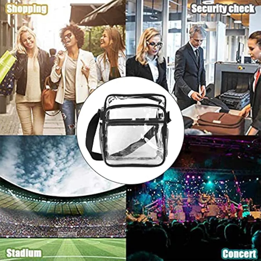 Borsa a tracolla trasparente, cuciture rinforzate Borsa a tracolla trasparente in PVC con cerniera robusta alla moda impermeabil