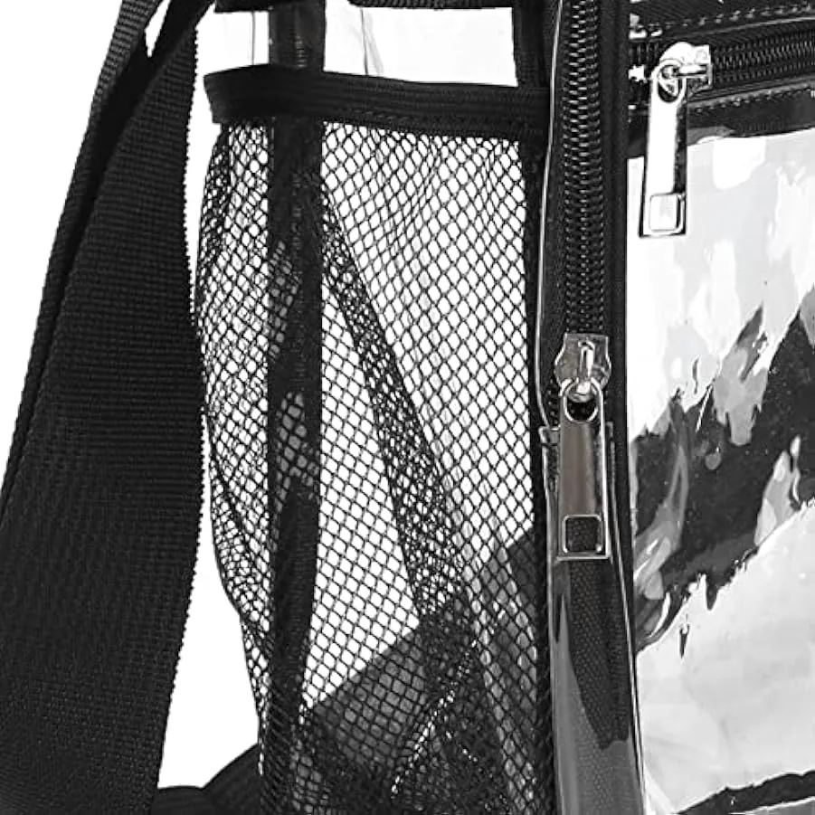 Borsa a tracolla trasparente, cuciture rinforzate Borsa a tracolla trasparente in PVC con cerniera robusta alla moda impermeabil