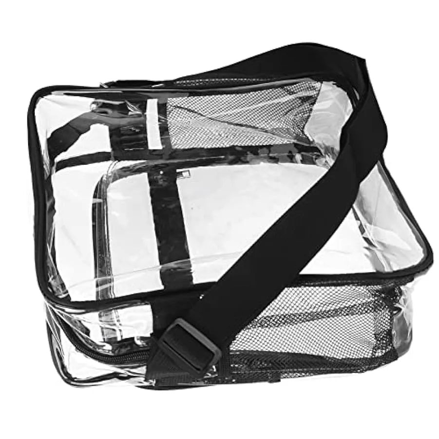 Borsa a tracolla trasparente, cuciture rinforzate Borsa a tracolla trasparente in PVC con cerniera robusta alla moda impermeabil