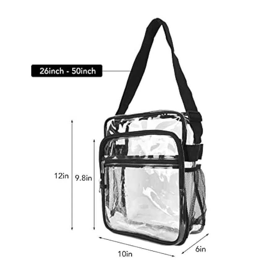 Borsa a tracolla trasparente, cuciture rinforzate Borsa a tracolla trasparente in PVC con cerniera robusta alla moda impermeabil