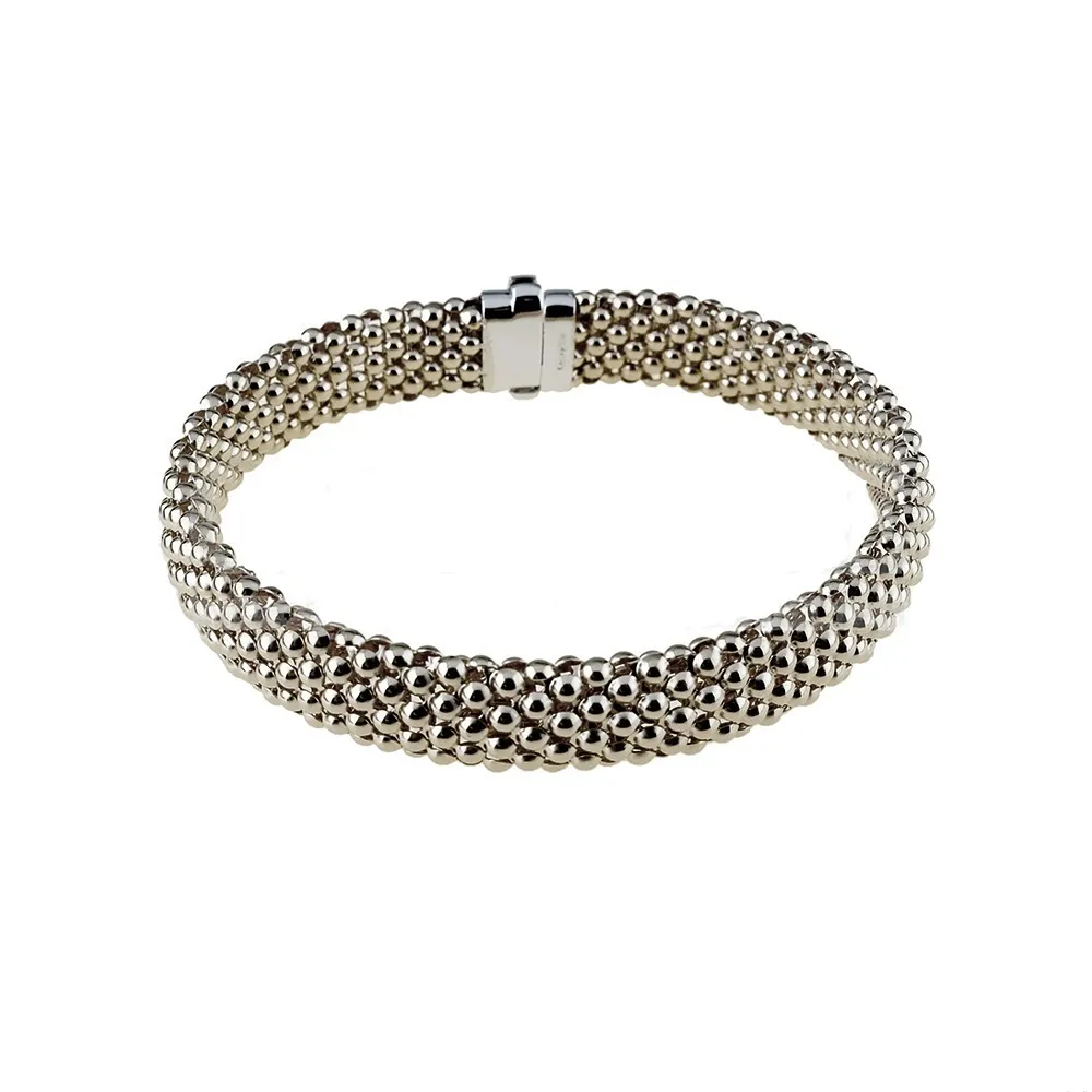 Bracciale in oro bianco 18Kt 750/1000 maglia tridimensionale lucida da donna