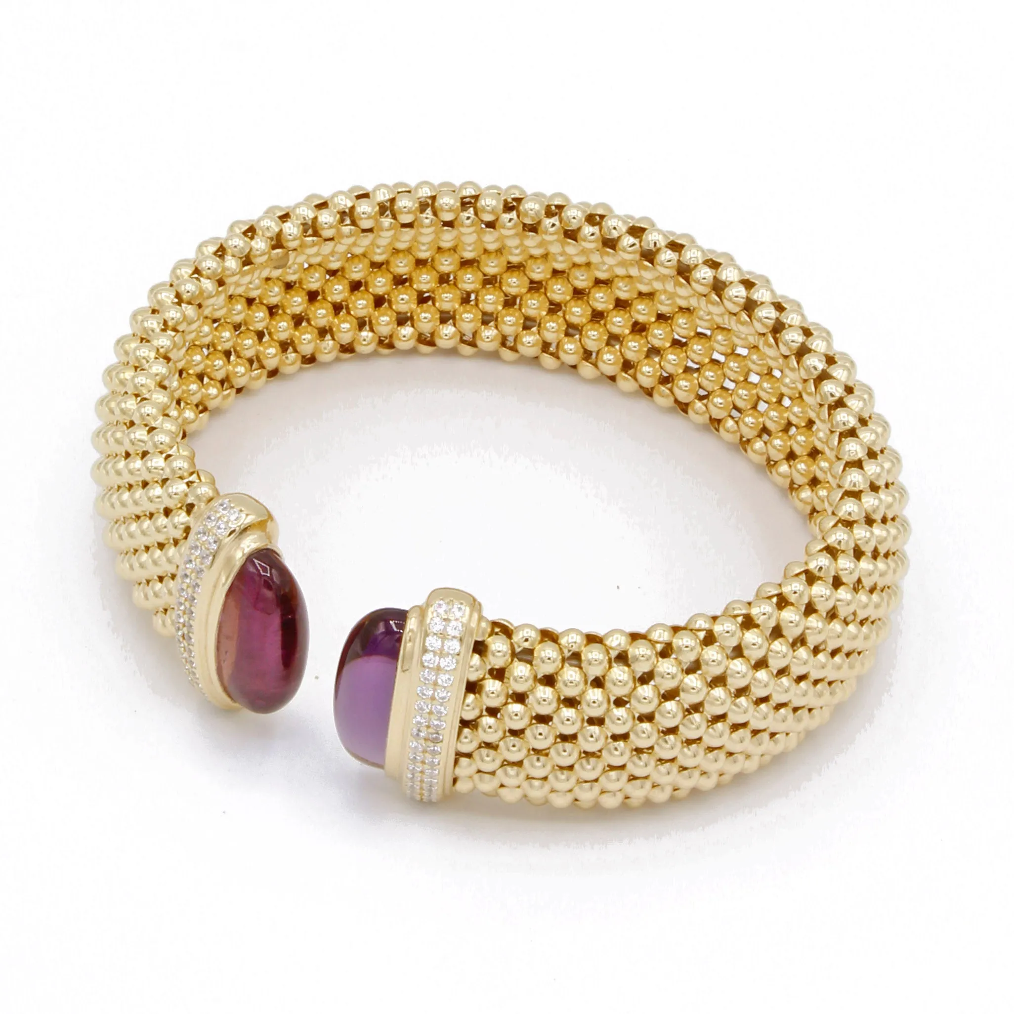 Bracciale rigido con ametiste idrotermaliezirconi