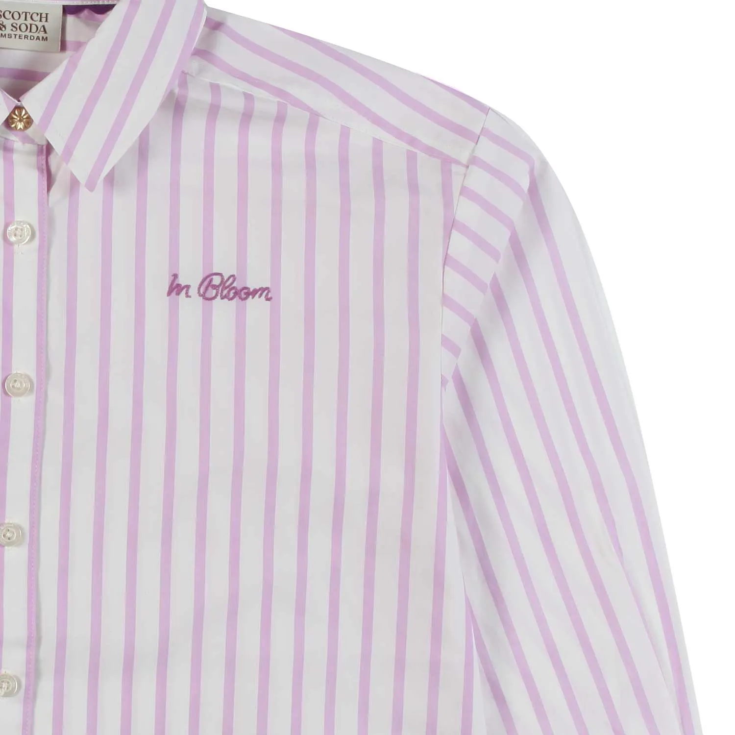 Camicia Oversize Bianca A Righe Lilla
