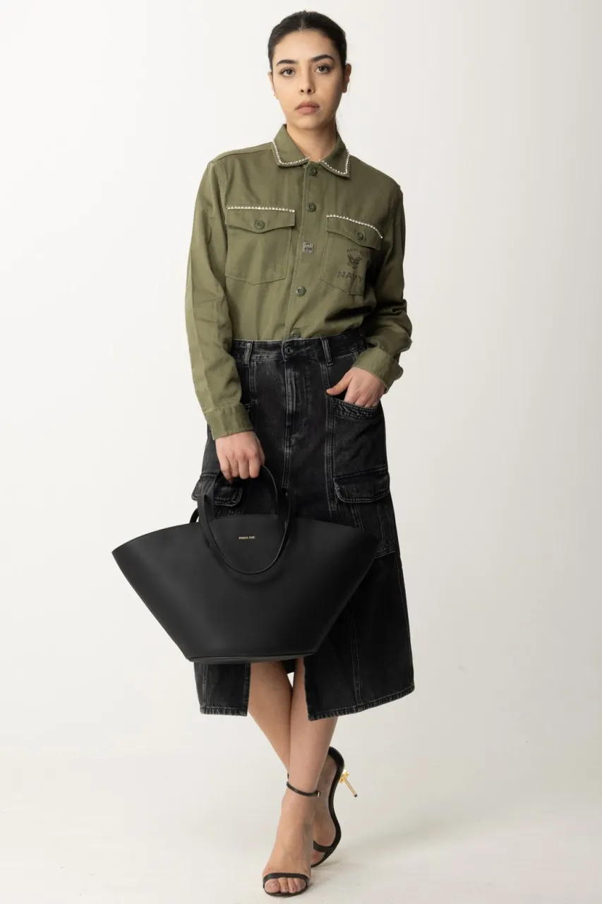 Camicia oversize con strass LIGHT MILITARY