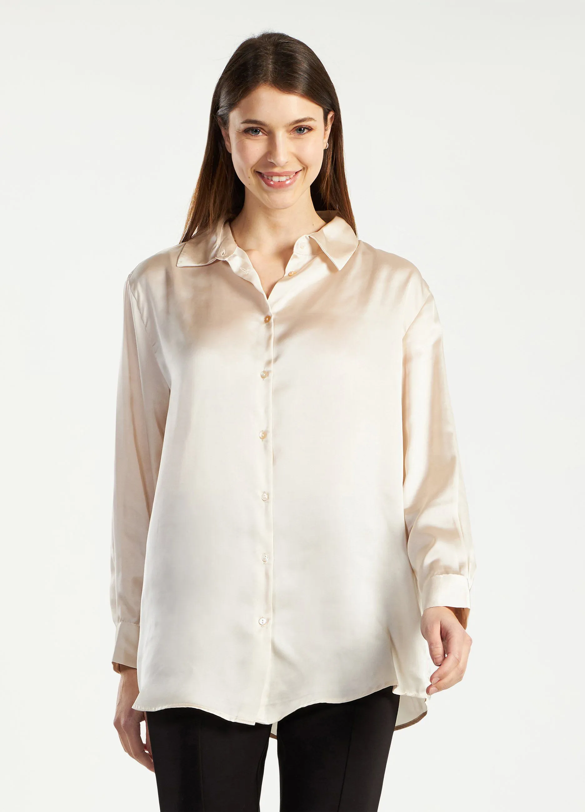 Camicia oversize effetto seta donna