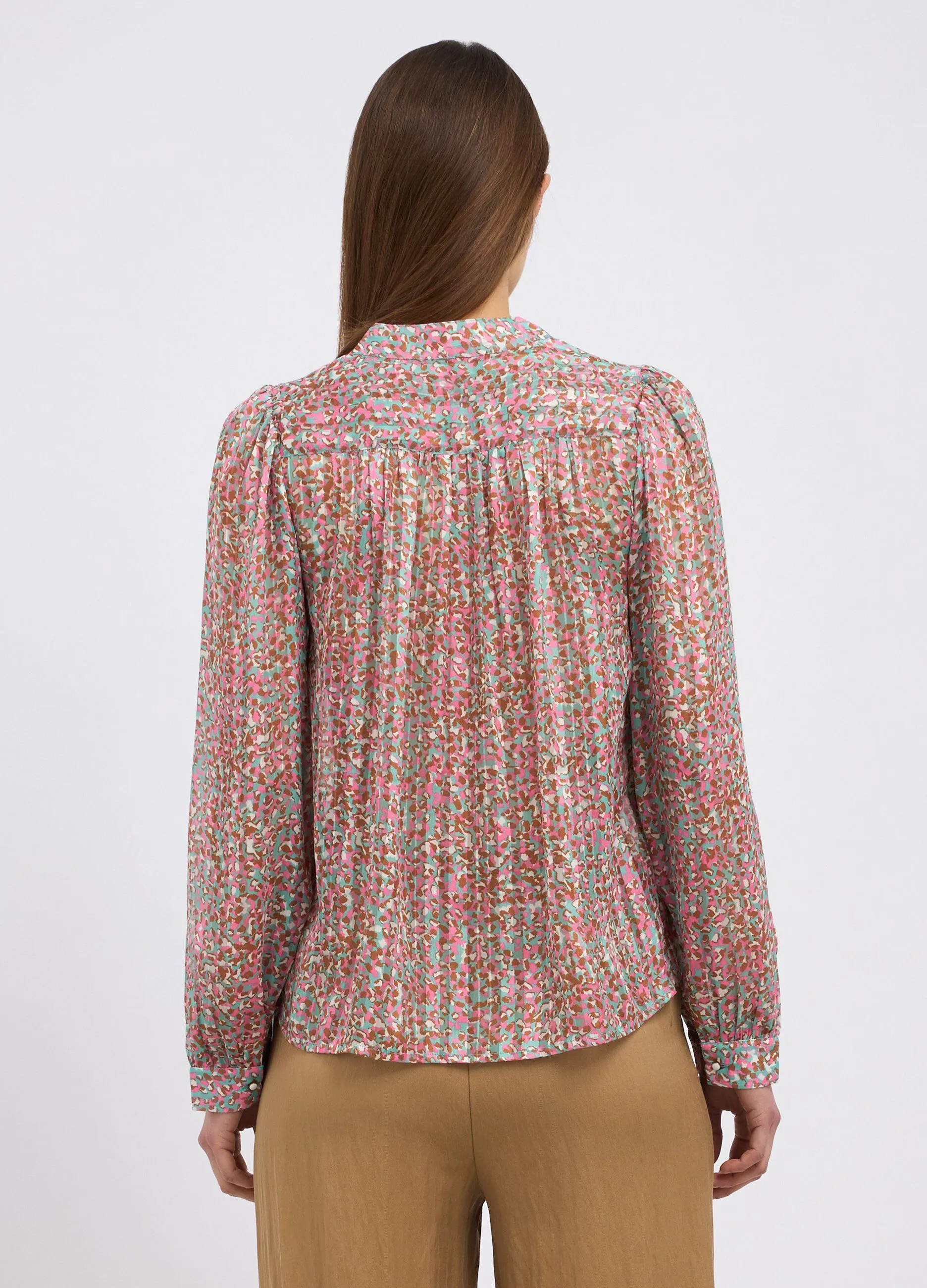 Camicia plissettata con stampa donna