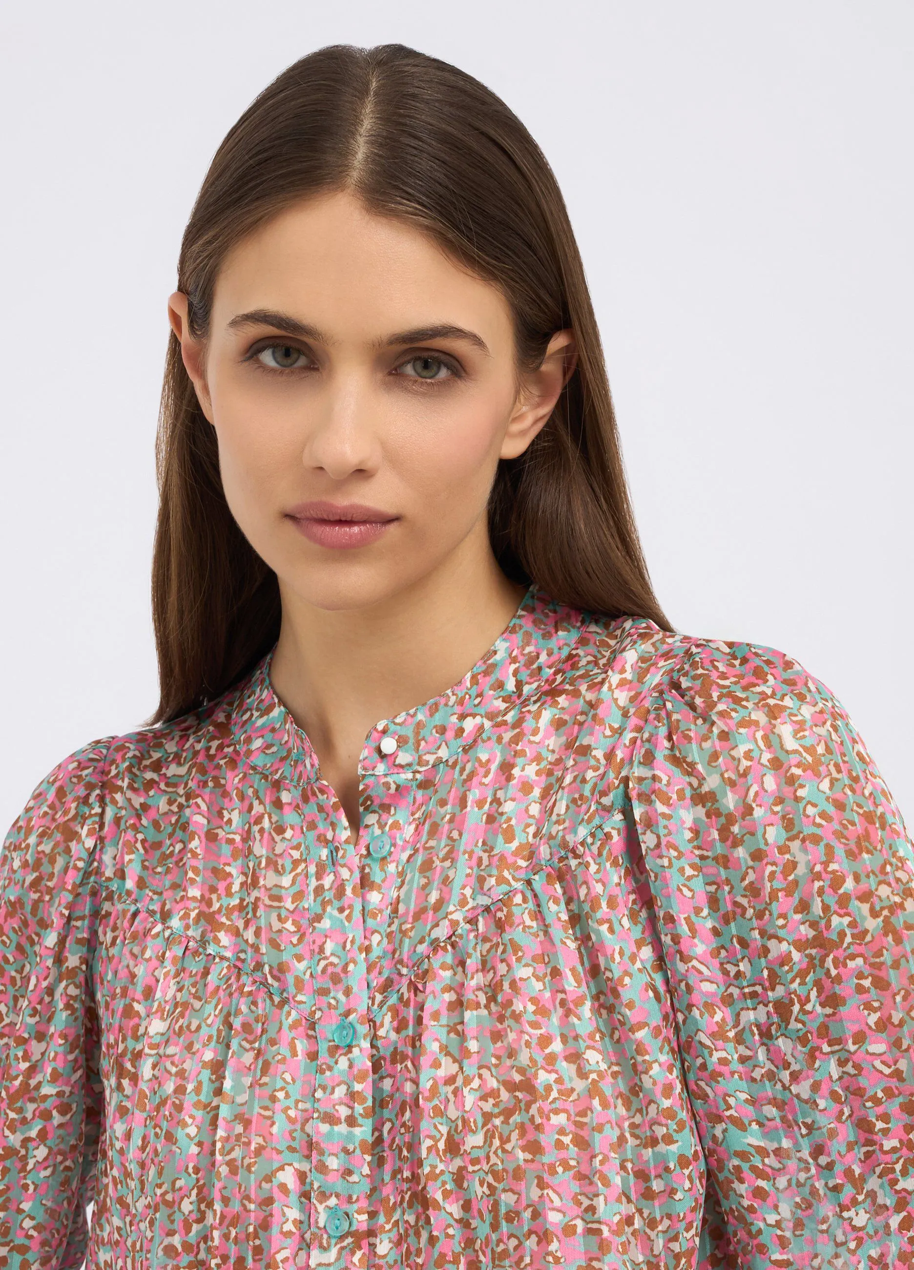 Camicia plissettata con stampa donna