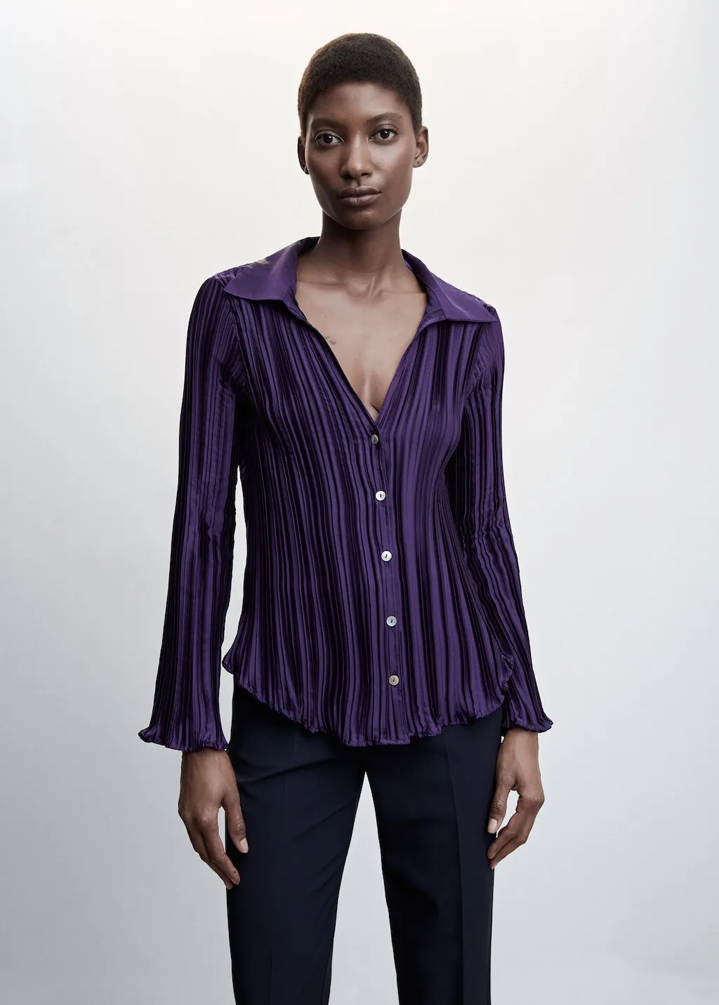 Camicia plissettata satinata