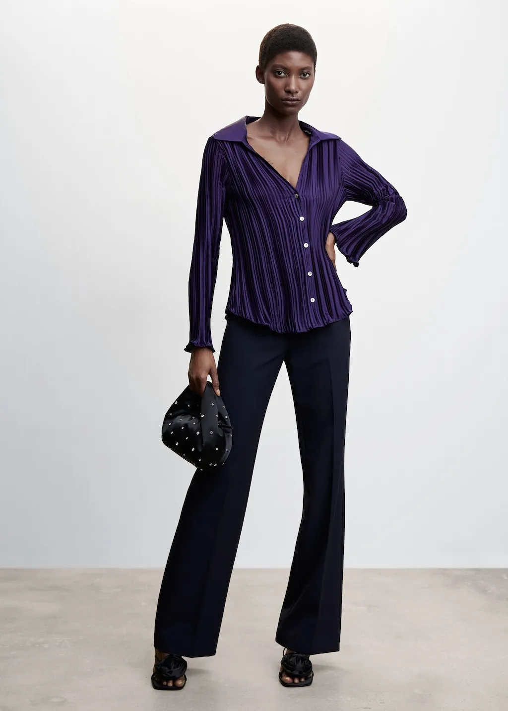 Camicia plissettata satinata