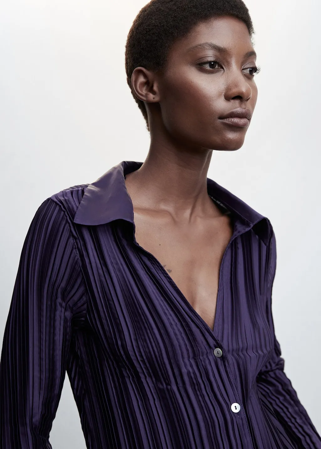 Camicia plissettata satinata