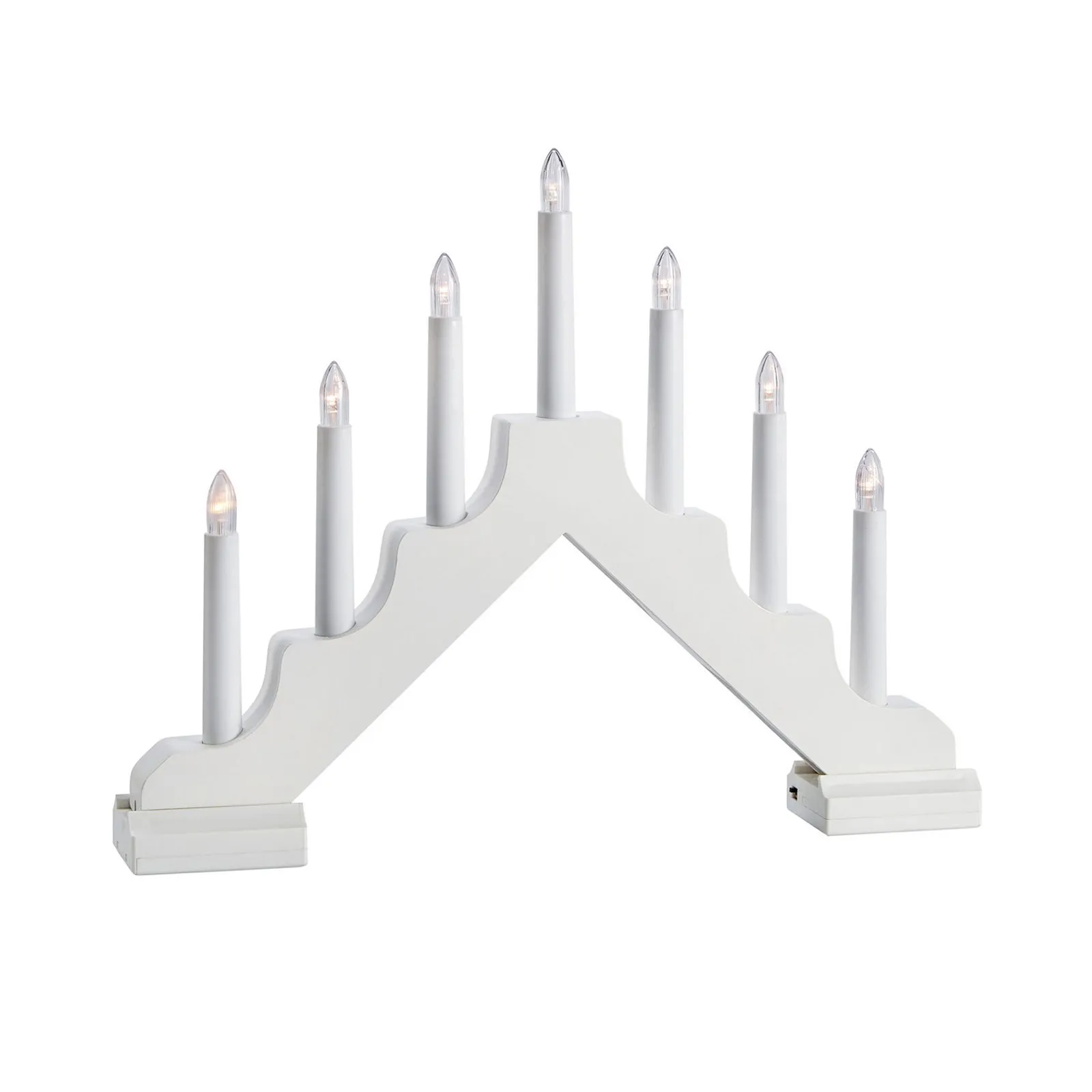 Candelabro LED Evelin di legno, 7 luci bianco